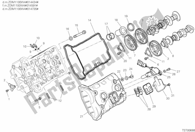 All parts for the 12a - Front Head - Timing System of the Ducati Superbike Panigale V4 S Thailand 1100 2020